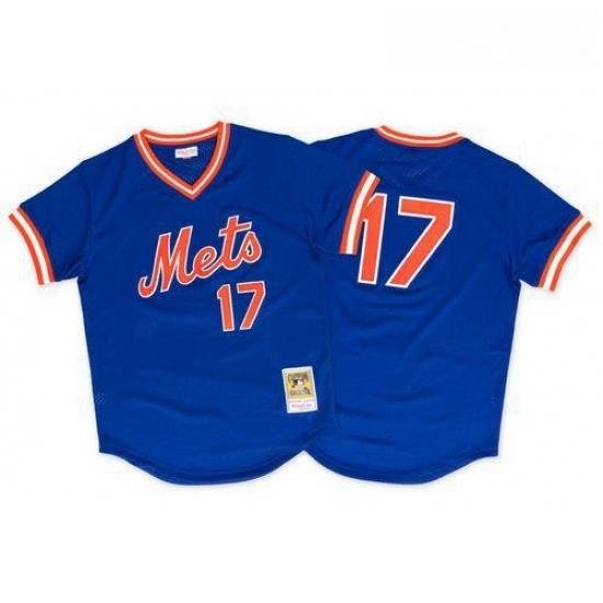 Mens Mitchell and Ness 1986 NeW York Mets 17 Keith Hernandez Authentic Royal Blue ThroWback MLB Jersey