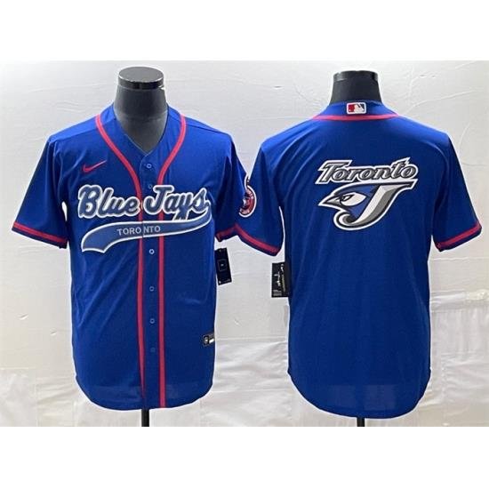 Men Toronto Blue Jays Royal Team Big Logo Cool Base Stitched Baseball Jersey