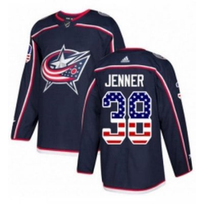 Youth Adidas Columbus Blue Jackets 38 Boone Jenner Authentic Navy Blue USA Flag Fashion NHL Jersey