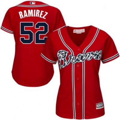 Womens Majestic Atlanta Braves 52 Jose Ramirez Replica Red Alternate Cool Base MLB Jersey