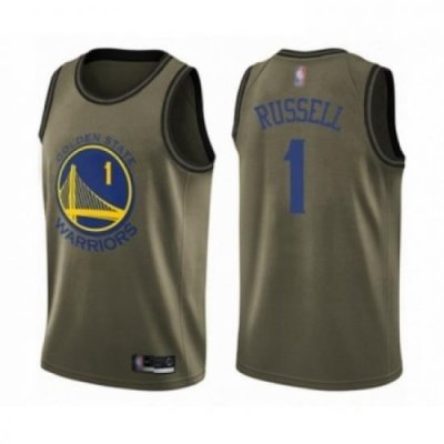 Mens Golden State Warriors 1 DAngelo Russell Swingman Green Salute to Service Basketball Jersey