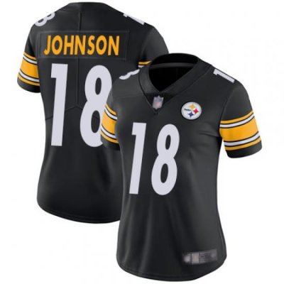 Steelers 18 Diontae Johnson Black Team Color Women Stitched Football Vapor Untouchable Limited Jersey