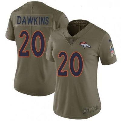 Womens Nike Denver Broncos 20 Brian DaWkins Limited Olive 2017 Salute to Service NFL Jersey