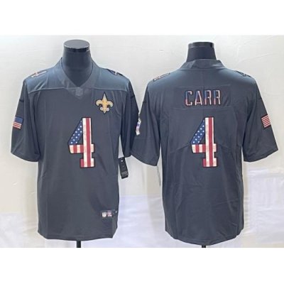 Men's New Orleans Saints #4 Derek Carr 2019 Black Salute To Service USA Flag Fashion Limited Jersey