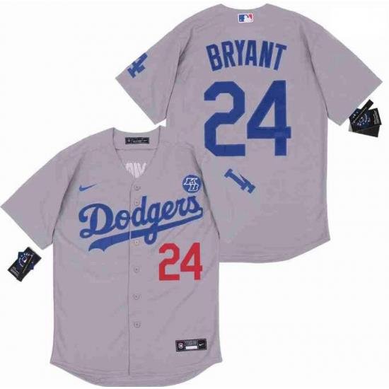 Men Dodgers 24 Kobe Bryant Grey Cool Base Stitched MLB Jersey