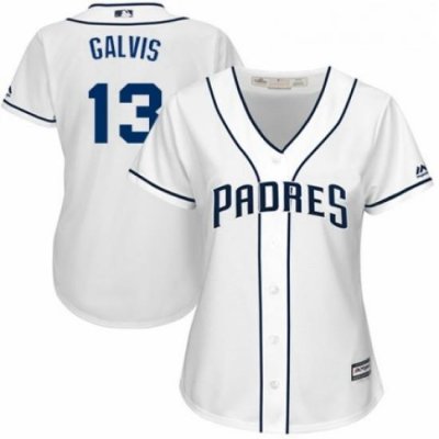 Womens Majestic San Diego Padres 13 Freddy Galvis Replica White Home Cool Base MLB Jersey