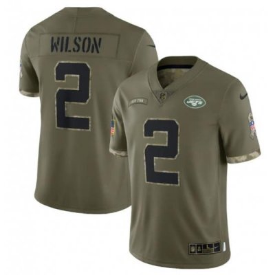 Men New York Jets 2 Zach Wilson Olive 2022 Salute To Service Limited Stitched Jersey