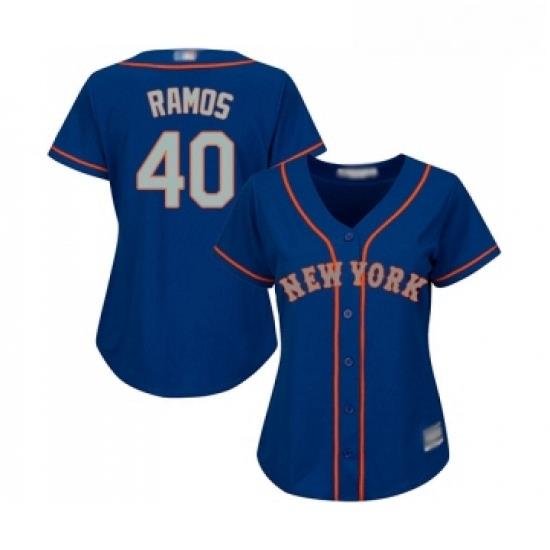 Womens New York Mets 40 Wilson Ramos Authentic Royal Blue Alternate Road Cool Base Baseball Jersey