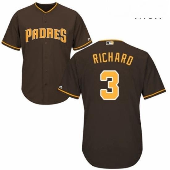 Mens Majestic San Diego Padres 3 Clayton Richard Replica Brown Alternate Cool Base MLB Jersey