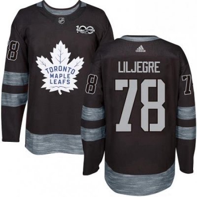 Mens Adidas Toronto Maple Leafs 78 Timothy Liljegren Authentic Black 1917 2017 100th Anniversary NHL Jersey