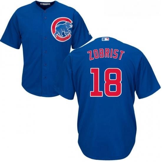 Youth Majestic Chicago Cubs 18 Ben Zobrist Replica Royal Blue Alternate Cool Base MLB Jersey