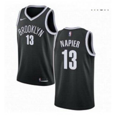 Mens Nike Brooklyn Nets 13 Shabazz Napier Swingman Black NBA Jersey Icon Edition