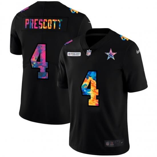 Dallas Cowboys 4 Dak Prescott Men Nike Multi Color Black 2020 NFL Crucial Catch Vapor Untouchable Limited Jersey