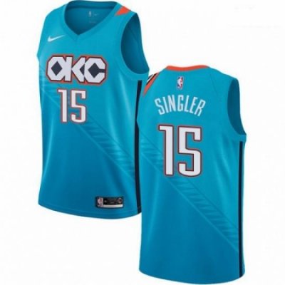 Mens Nike Oklahoma City Thunder 15 Kyle Singler Swingman Turquoise NBA Jersey City Edition