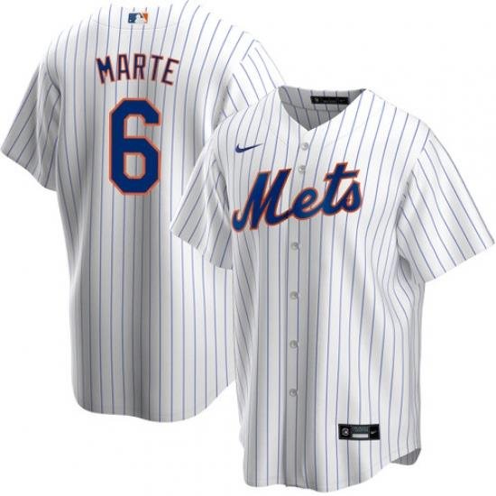 Men Nike NeW York Mets 6 Starling Marte White Cool Base Stitched MLB Jersey