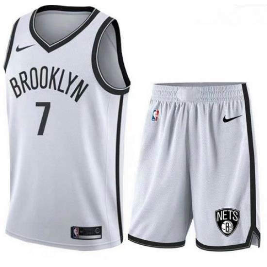 Nets 7 Kevin Durant White Nike Swingman Jersey 28With Shorts