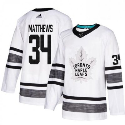 Mens Adidas Toronto Maple Leafs 34 Auston Matthews White 2019 All Star Game Parley Authentic Stitched NHL Jersey