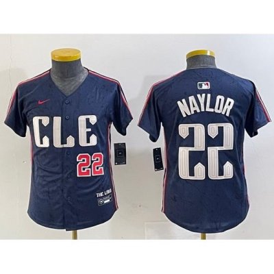 Youth Cleveland Guardians 22 Josh Naylor Navy 2024 City Connect Limited Stitched jerseys