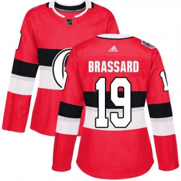 Womens Adidas Ottawa Senators 19 Derick Brassard Authentic Red 2017 100 Classic NHL Jersey