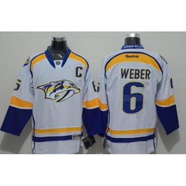 Nashville Predators #6 Shea Weber White Road Stitched NHL Jersey