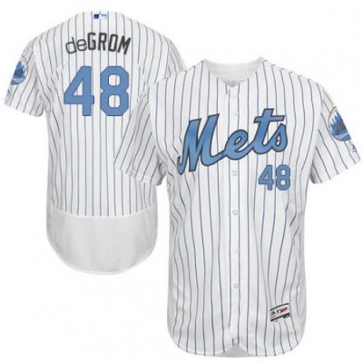 Mens Majestic New York Mets 48 Jacob deGrom Authentic White 2016 Fathers Day Fashion Flex Base MLB Jersey