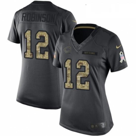 Womens Nike Chicago Bears 12 Allen Robinson Limited Black 2016 Salute to Service NFL Jersey