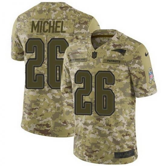 Nike Patriots #26 Sony Michel Camo Mens Stitched NFL Limited 2018 Salute To Service Jersey