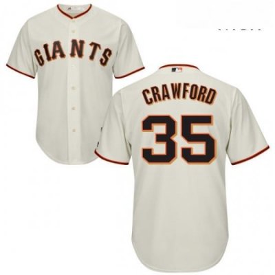 Mens Majestic San Francisco Giants 35 Brandon Crawford Replica Cream Home Cool Base MLB Jersey