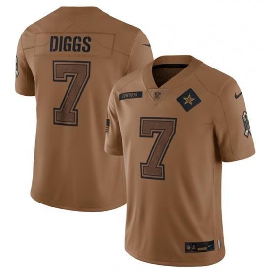 Men Dallas Cowboys 7 Trevon Diggs 2023 Brown Salute To Service Limited Stitched Football Jersey