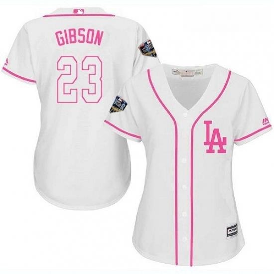 Womens Majestic Los Angeles Dodgers 23 Kirk Gibson Authentic White Fashion Cool Base 2018 World Series MLB Jersey