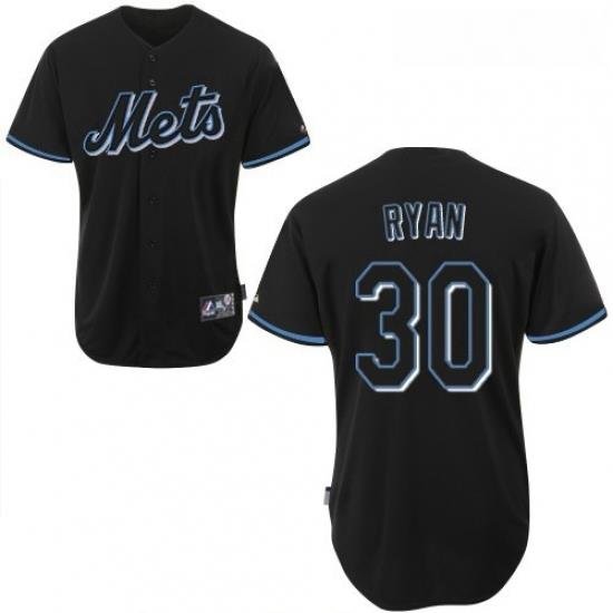 Mens Majestic NeW York Mets 30 Nolan Ryan Replica Black Fashion MLB Jersey