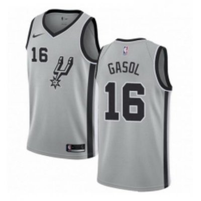 Youth Nike San Antonio Spurs 16 Pau Gasol Authentic Silver Alternate NBA Jersey Statement Edition