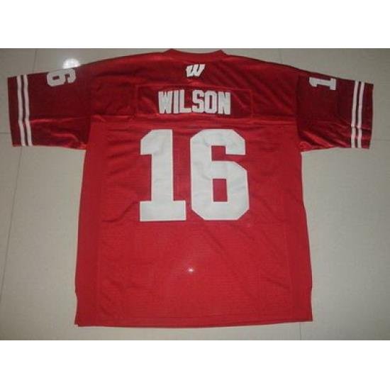 Badgers #16 Russell Wilson Red Embroidered NCAA Jersey