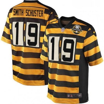 Mens Nike Pittsburgh Steelers 19 JuJu Smith Schuster Game YellowBlack Alternate 80TH Anniversary Throwback NFL Jersey