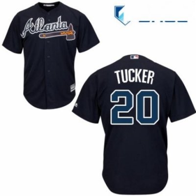 Youth Majestic Atlanta Braves 20 Preston Tucker Replica Blue Alternate Road Cool Base MLB Jersey