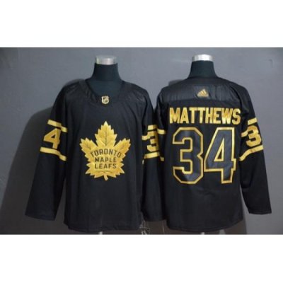 Maple Leafs 34 Auston Matthews Black Gold Adidas Jersey