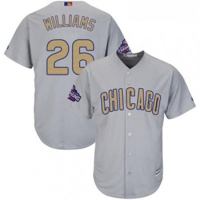 Youth Majestic Chicago Cubs 26 Billy Williams Authentic Gray 2017 Gold Champion Cool Base MLB Jersey