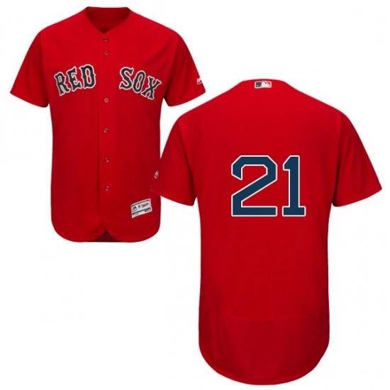 Mens Majestic Boston Red Sox 21 Roger Clemens Red Flexbase Authentic Collection MLB Jersey