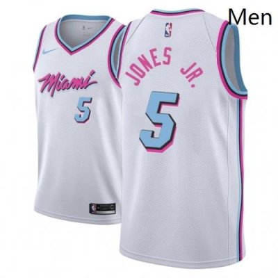 Men NBA 2018 19 Miami Heat 5 Derrick Jones Jr City Edition White Jersey