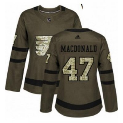 Womens Adidas Philadelphia Flyers 47 Andrew MacDonald Authentic Green Salute to Service NHL Jersey