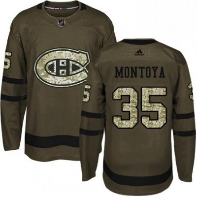 Mens Adidas Montreal Canadiens 35 Al Montoya Authentic Green Salute to Service NHL Jersey