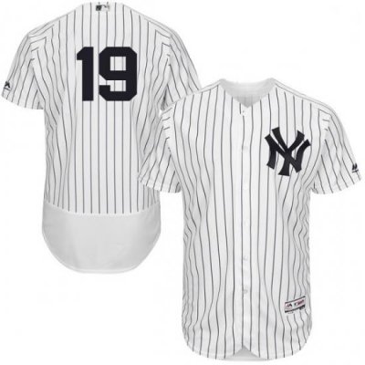 Mens Majestic New York Yankees 19 Masahiro Tanaka White Home Flex Base Authentic Collection MLB Jersey