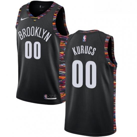 Youth Nike Brooklyn Nets 00 Rodions Kurucs Swingman Black NBA Jersey 2018 19 City Edition