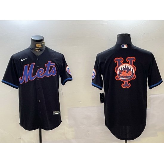 Men New York Mets Team Big Logo Graphite 2024 City Connect Limited Stitched Baseball Jersey 3