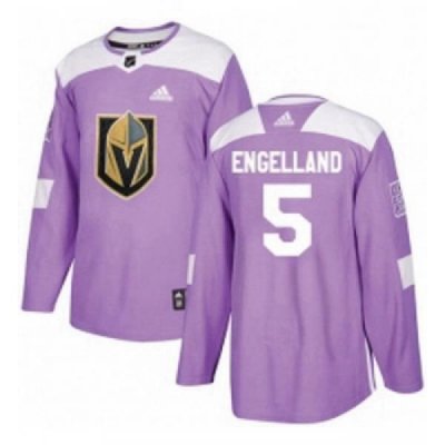 Youth Adidas Vegas Golden Knights 5 Deryk Engelland Authentic Purple Fights Cancer Practice NHL Jersey