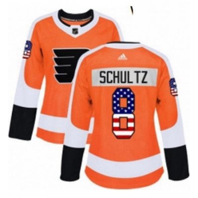 Womens Adidas Philadelphia Flyers 8 Dave Schultz Authentic Orange USA Flag Fashion NHL Jersey