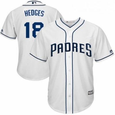 Youth Majestic San Diego Padres 18 Austin Hedges Replica White Home Cool Base MLB Jersey