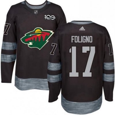 Mens Adidas Minnesota Wild 17 Marcus Foligno Premier Black 1917 2017 100th Anniversary NHL Jersey