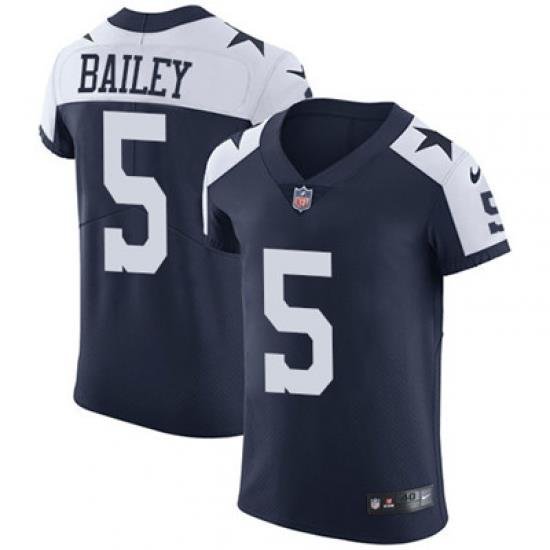 Nike Cowboys #5 Dan Bailey Navy Blue Thanksgiving Mens Stitched NFL Vapor Untouchable Throwback Elite Jersey