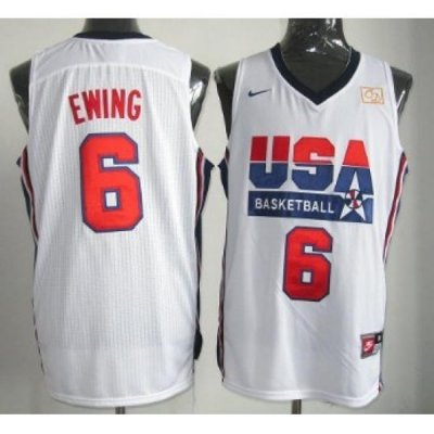 1992 Olympics Team USA 6 Patrick Ewing White Swingman Jersey